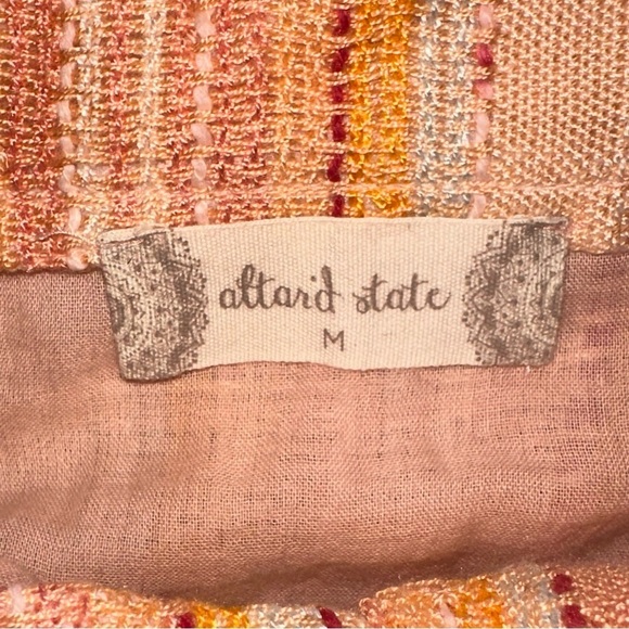 Altar'd State Soft Peach Tie Paperbag Skirt Button Fly Striped Size Medium - Picture 4 of 7